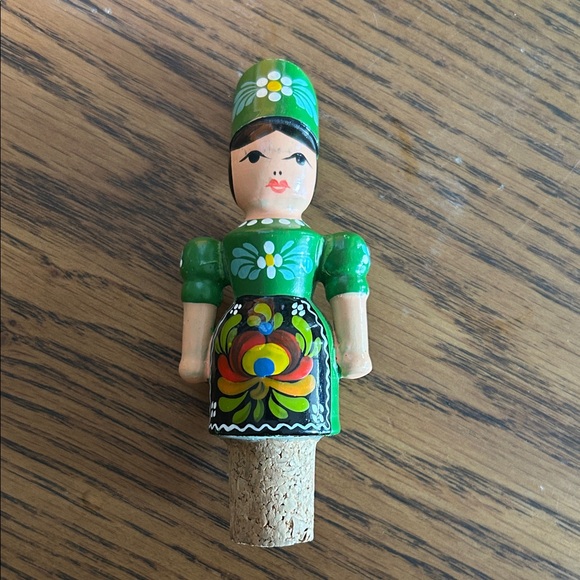 Other - Green Hand-Painted Matryoshka Doll Bottle Stopper
